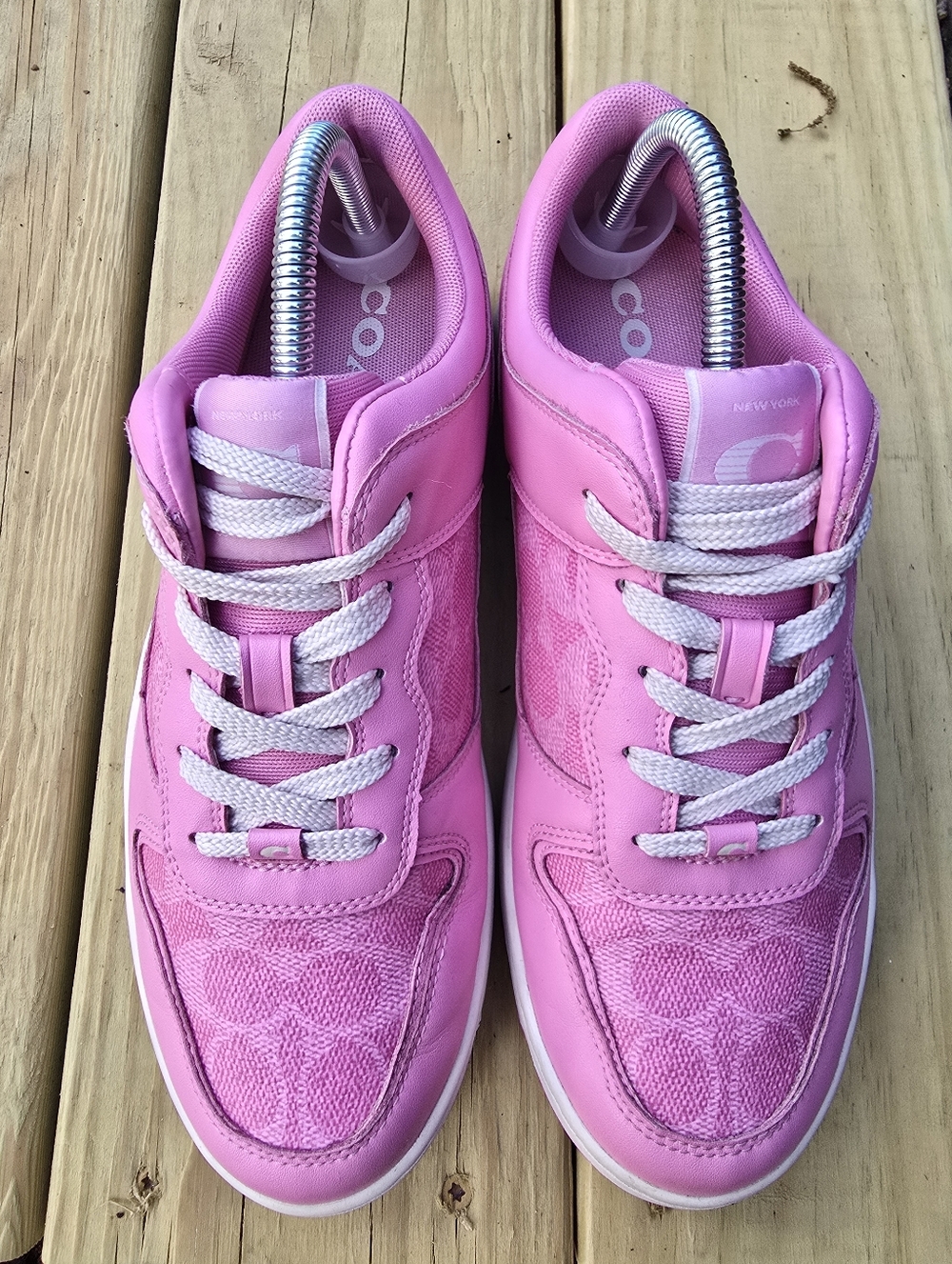 COACH Women's C201 Signature, Low Top Sneakers, Vivid Pink, Sz 8.5B - Picture 11 of 15